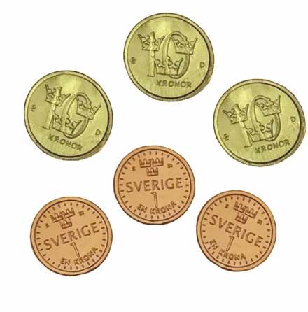 Pengar - 1 kr och 10 kr med nya mynt - 7762-782-1
